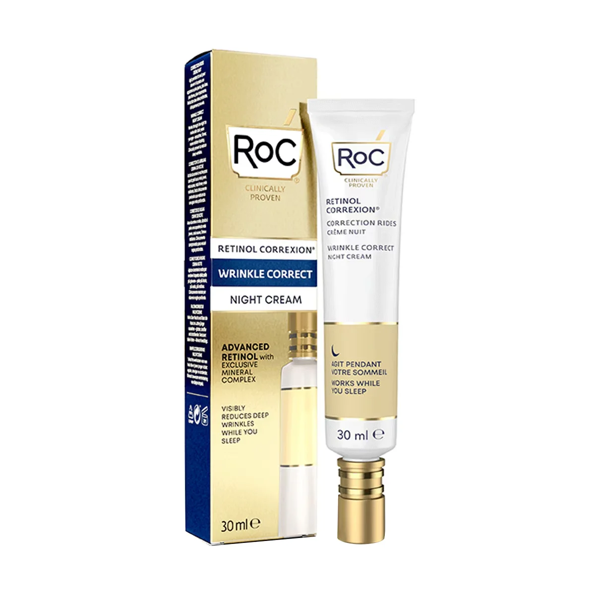 Révélez une peau lisse : Crème Nuit Anti-Rides Roc Retinol C 6
