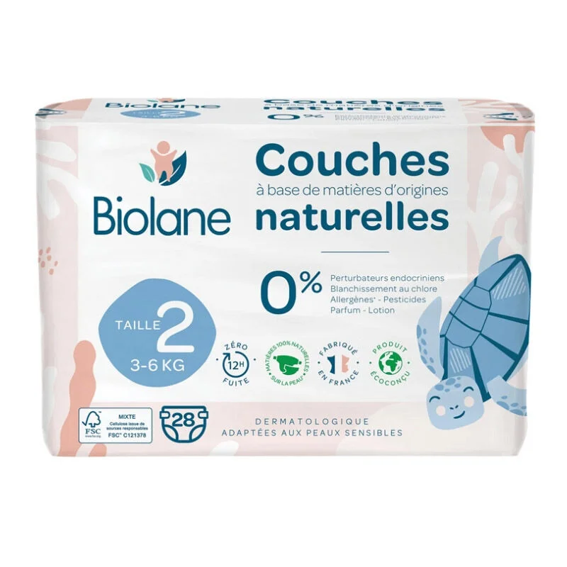 Bébé au Sec : Couches Biolane Natural 12h Anti-Fuite