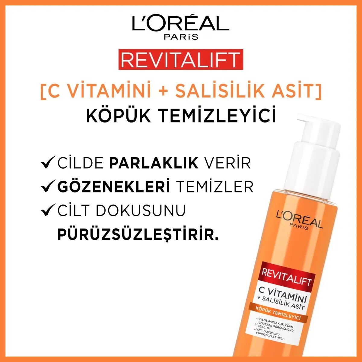 Loreal Paris Revitalift Vitamin C Salicylic Acid Brightening Cleansing Gel 150 ml 4