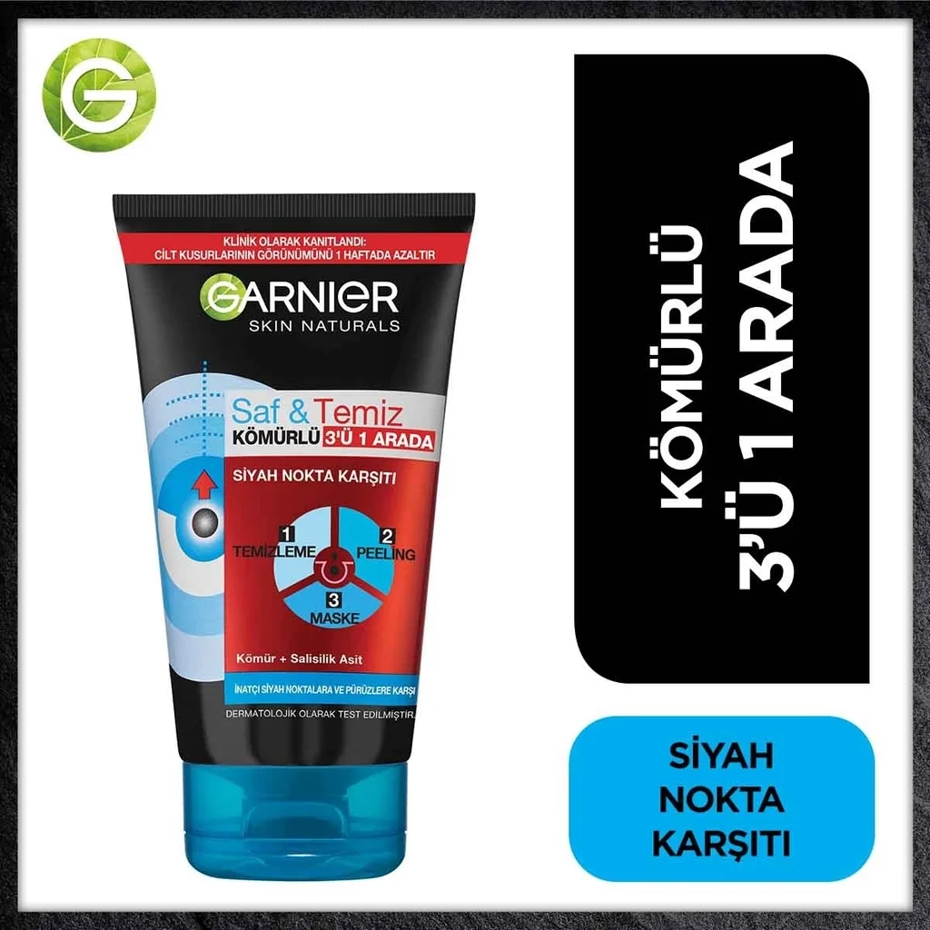Garnier Pure and Clean Anti-Blackhead Charcoal 3 in 1 150 ml 6