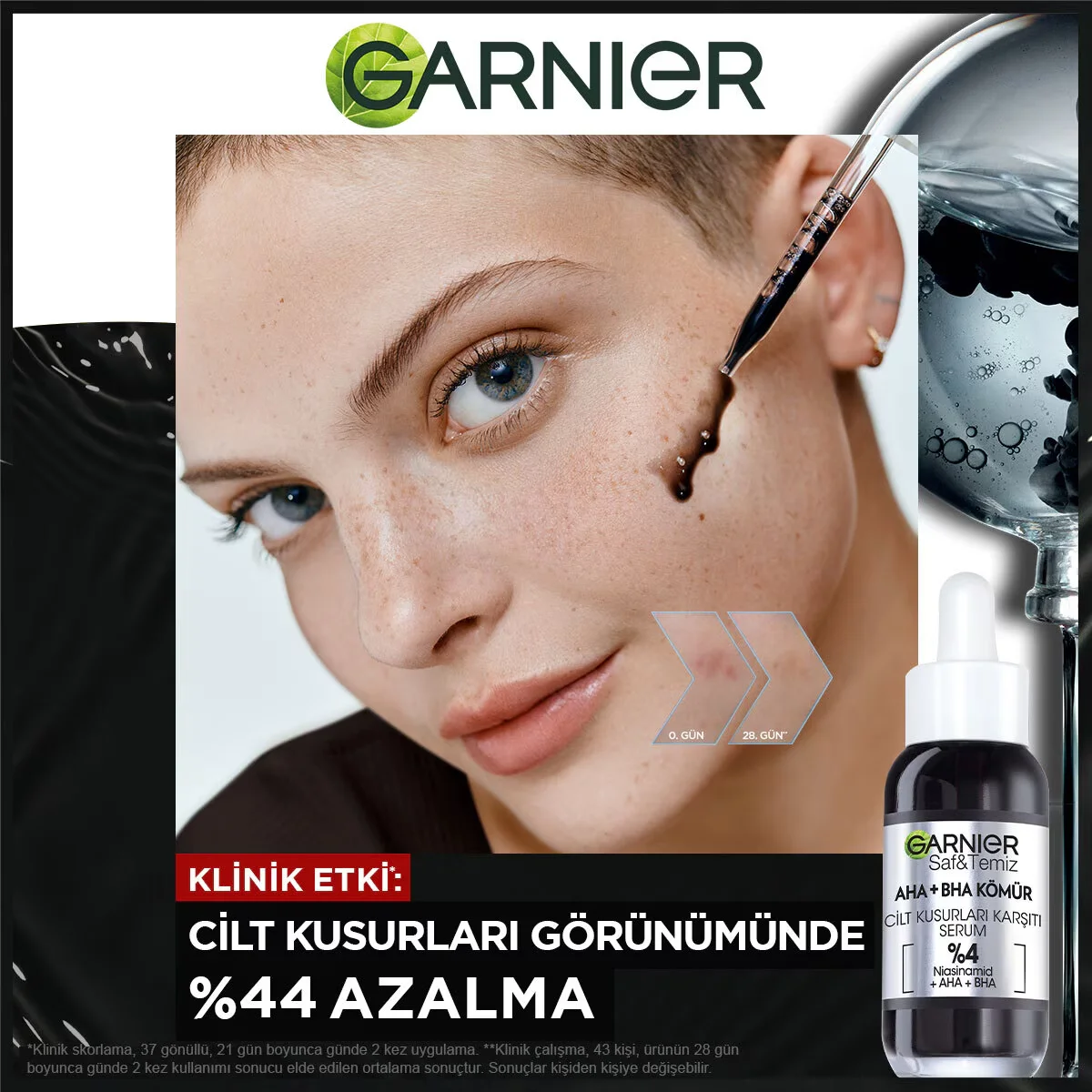 Transformez votre peau : Sérum Garnier AHA+BHA Charbon 3