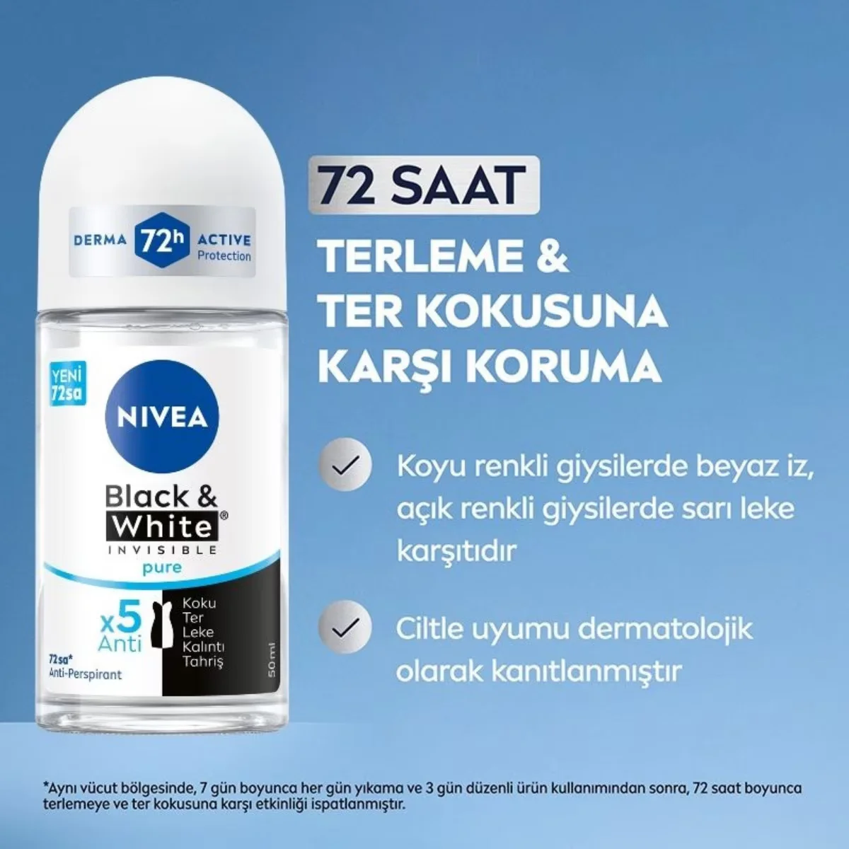 Protection Invisible 48h : Nivea B&W Pure Roll-On Femme 5