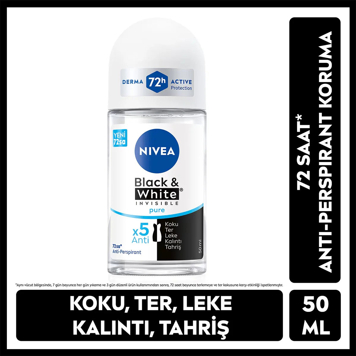 Protection Invisible 48h : Nivea B&W Pure Roll-On Femme 6