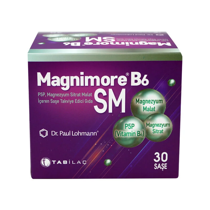 Magnimore مكمل غذائي ماجنيمور بي 6 إس إم سيترات مالات المغنيسيوم، 30 كيسًا 2