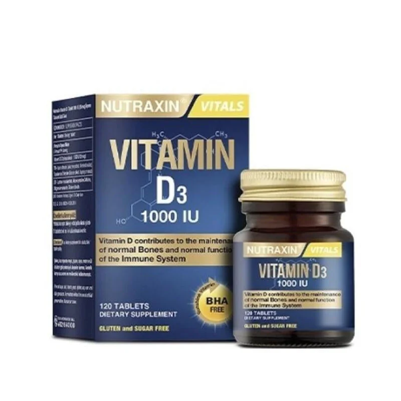 Nutraxin نوتراكسين فيتامين د3 كاليكالسيفيرول 1000 وحدة دولية 120 قرصًا 2