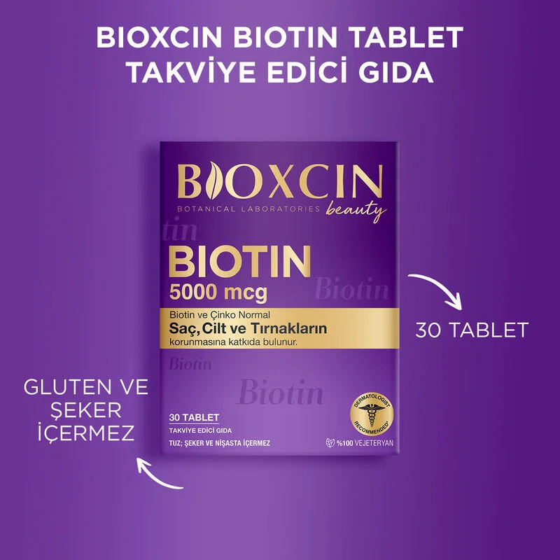 مكمل غذائي بيوتين 5000 ميكروغرام 30 قرص من بيوكسين Bioxcin 3