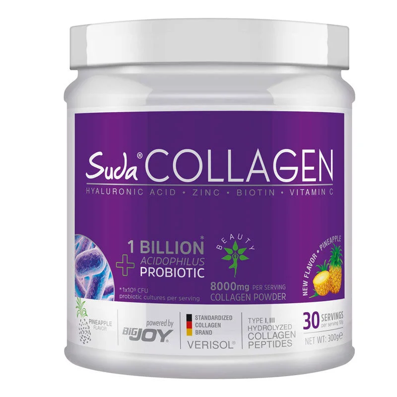 Suda Collagen سودا كولاجين + بروبيوتيك غذاء مكمل بنكهة الأناناس 300 غرام 2