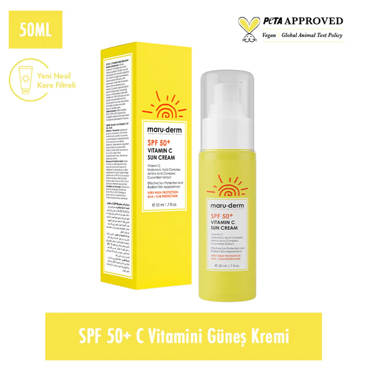 احصلي على بشرة مشرقة ومحمية: كريم Maruderm Spf50+ بفيتامين C 5