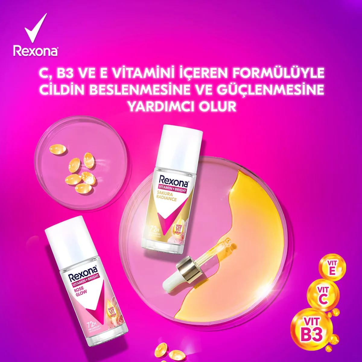 Rexona مزيل عرق ريكسونا فيتامين + برايت للنساء، رول أون، روز جلو، 45 مل 4
