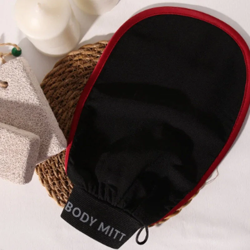 Letscrub %100 Floss Silk Bath Mitt Black 15x26 cm 3