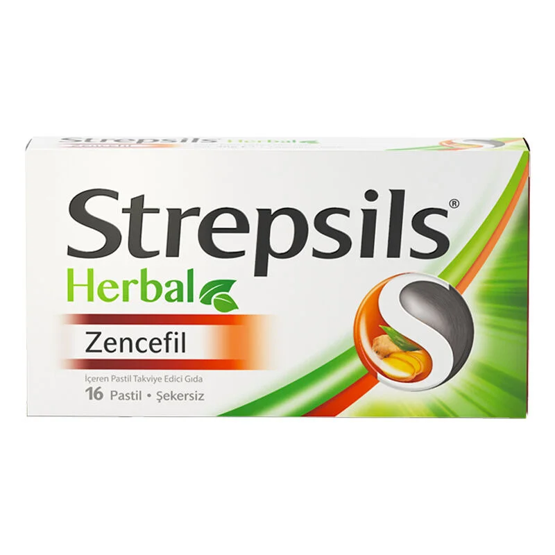 Strepsils مكمل غذائي ستربسلز بالزنجبيل العشبي، 16 قرصًا 2