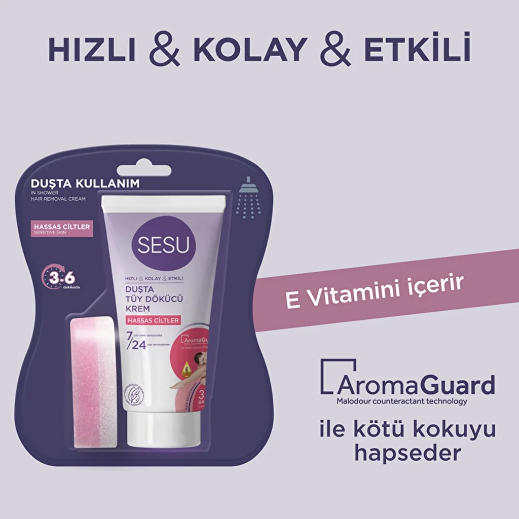 Sesu Sensitive Shower Hair Removal Cream 150 ml 3