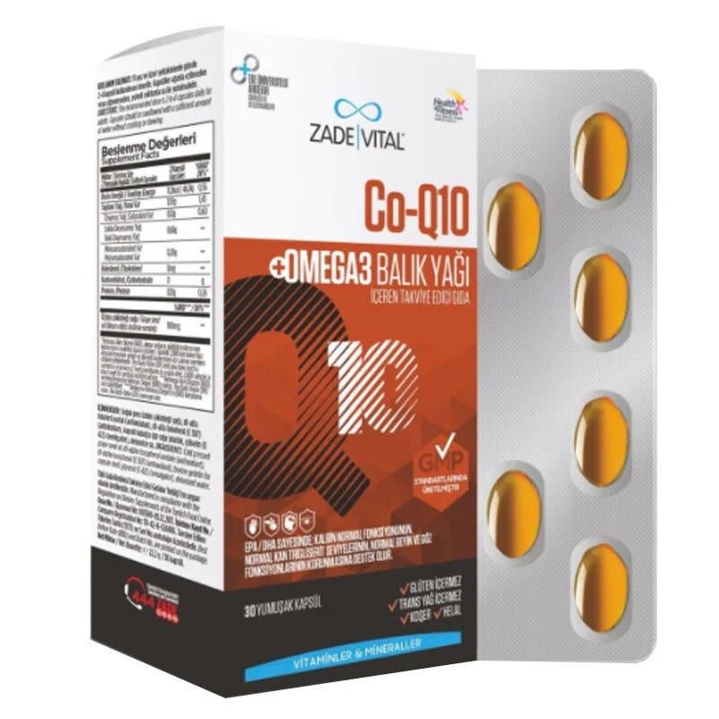 Zade Vital Co-Q10 Omega3 Food Supplement Containing Fish Oil 30 Capsules 2