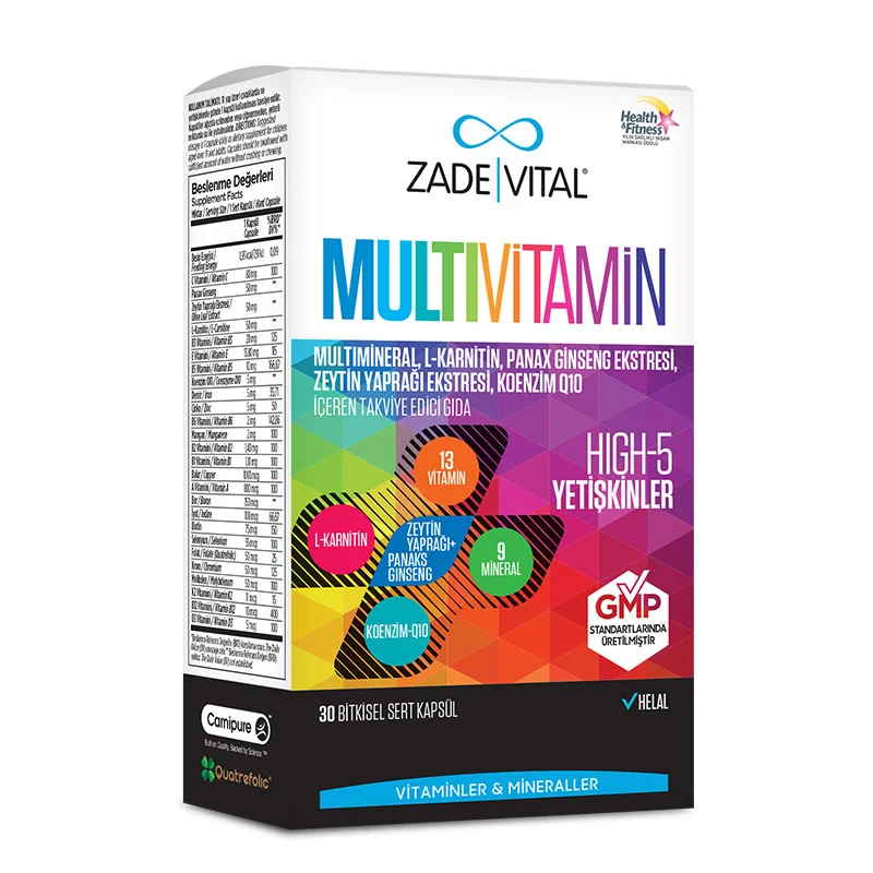 Zade Vital Multivitamin Food Supplement 30 Vegetable Capsules 3