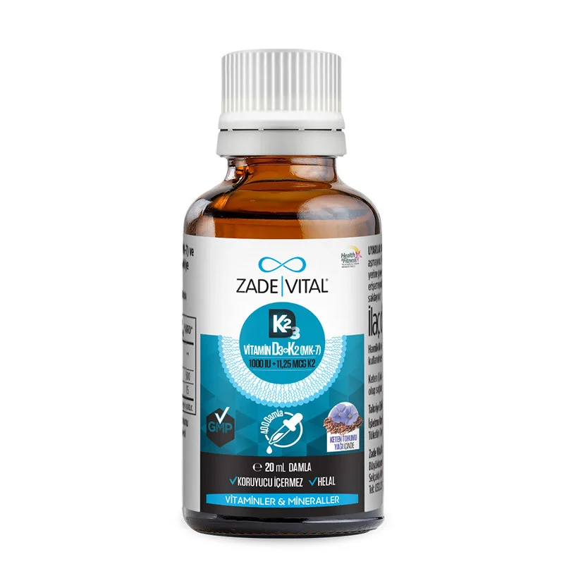 Zade Vital قطرات زاده فيتال فيتامين د3 ك2 وبذور الكتان 20 مل 3
