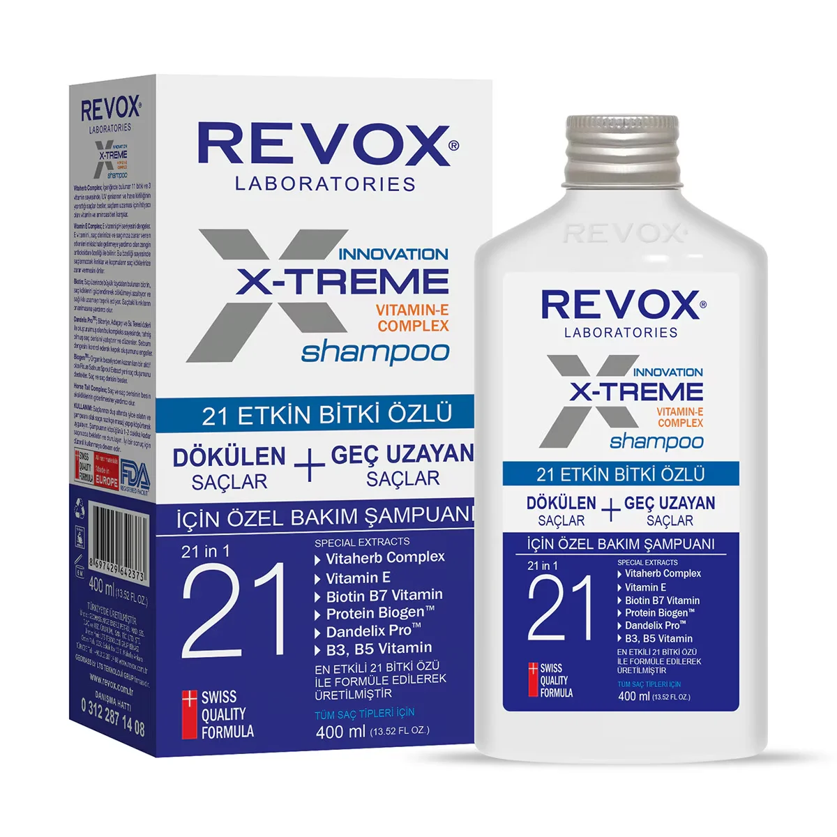 Revox شامبو ريفوكس إكستريم 21 بخلاصة النباتات النشطة لعلاج تساقط الشعر 400 مل 3