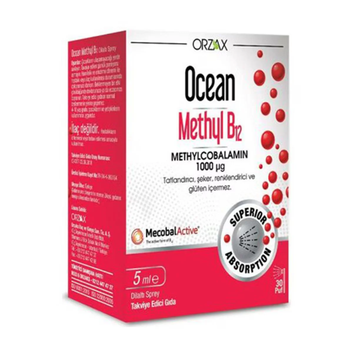 Orzax بخاخ أورزاكس أوشن ميثيل ب12 1000 مجم 5 مل 2