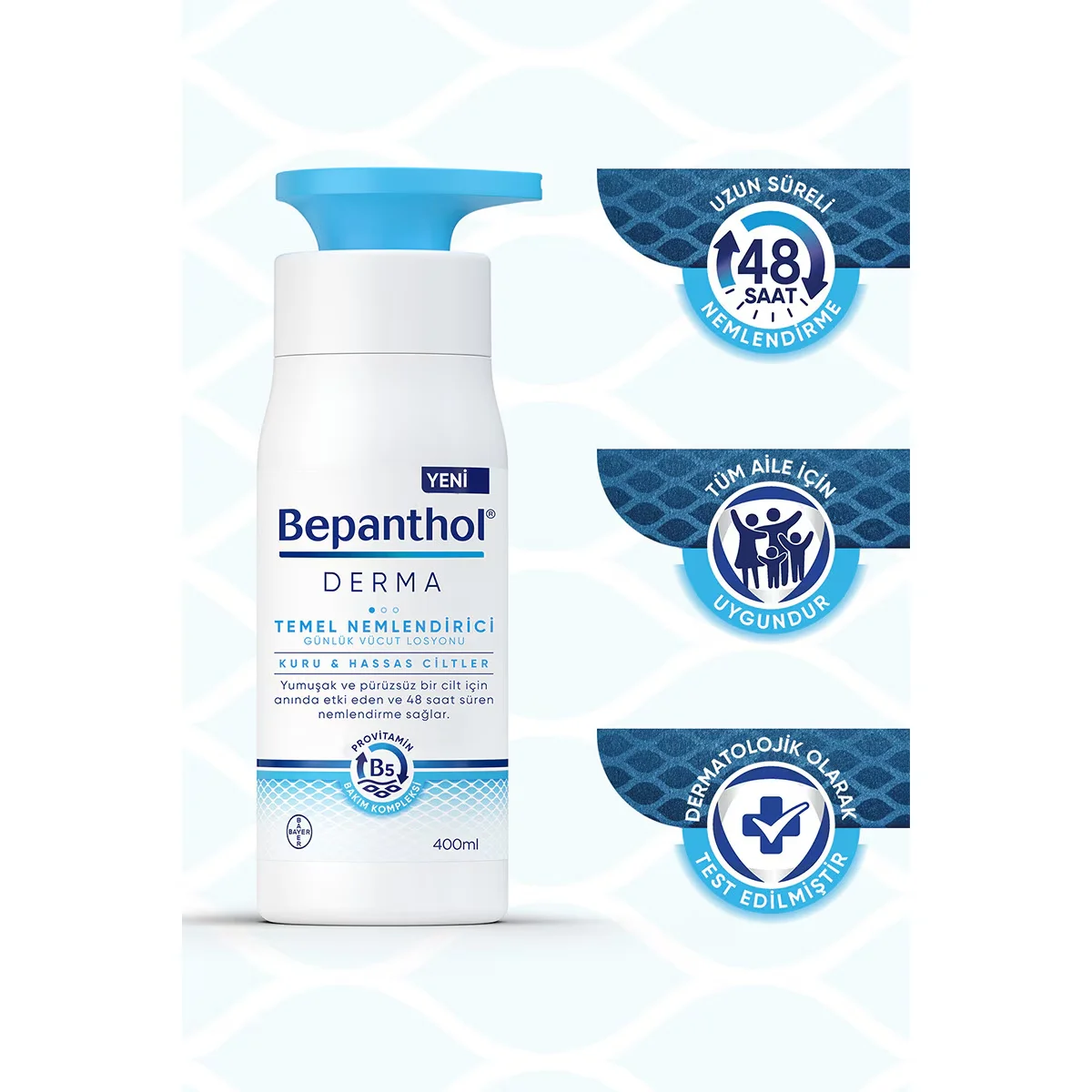 Bepanthol لوشن بيبانثول ديرما الأساسي المرطب اليومي للجسم 400 مل 3