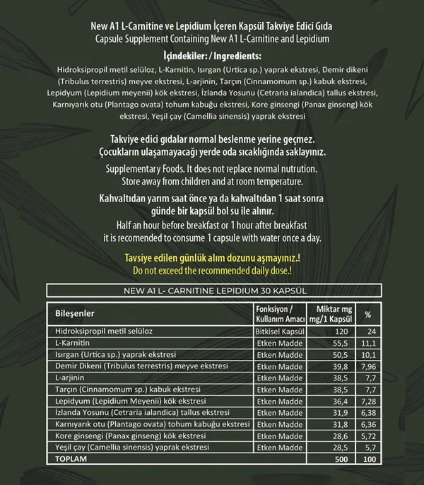 Hhs - A1 l Carnitine Lepidium Diet Herbal Capsule 5