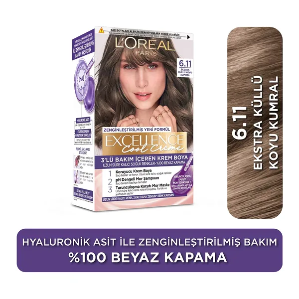 Loreal Paris Excellence Cool Creme 6.11 Extra Ash Dark Brown Hair Color