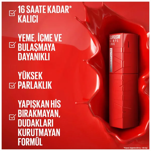 Maybelline New York Super Stay Vinyl Ink Likit Parlak Ruj - 10 Lippy 6