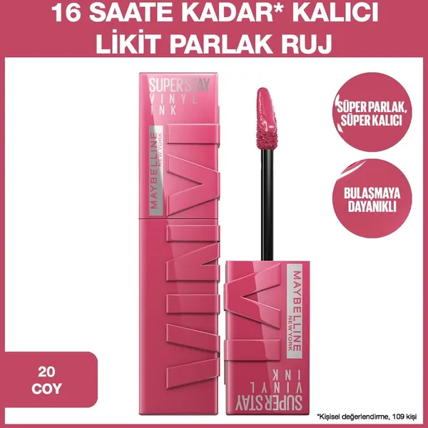 Maybelline New York Super Stay Vinyl Ink Likit Parlak Ruj - 20 Coy 4