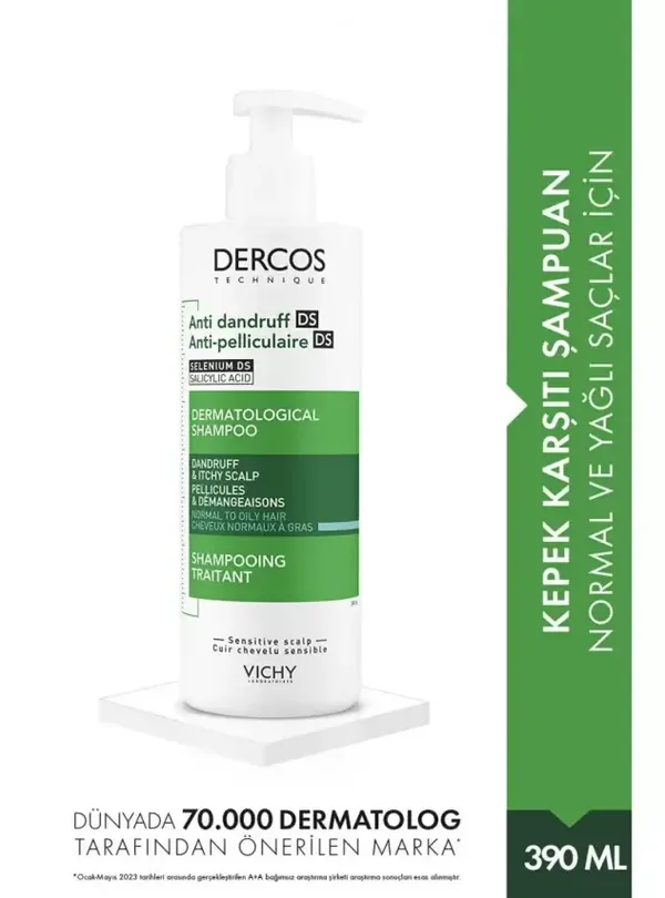 Vichy Dercos Anti Dandruff Shampoo 390 ml - Normal and Oily Hair 2