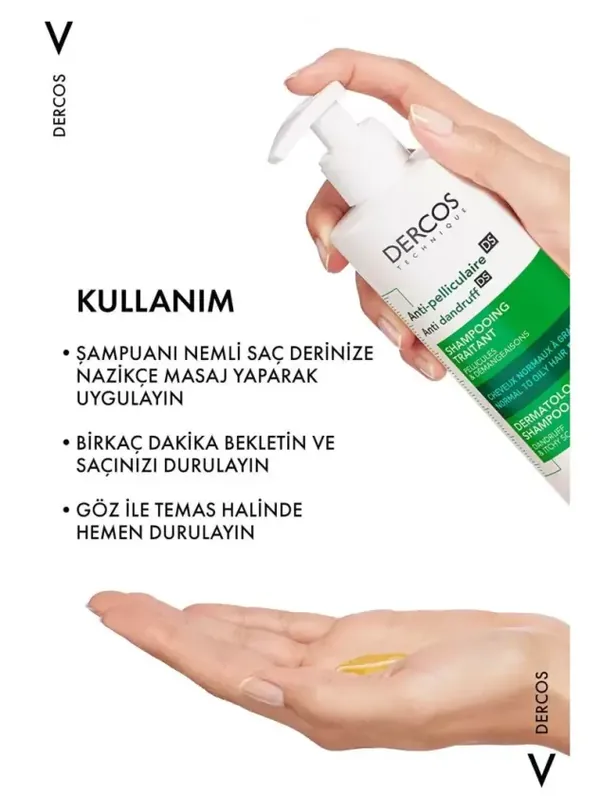 Vichy Dercos Anti Dandruff Shampoo 390 ml - Normal and Oily Hair 4