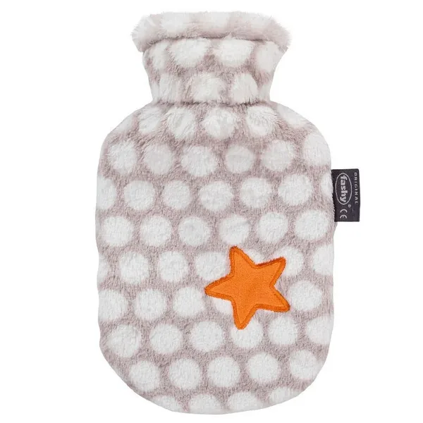 Fashy Covered Children's Hot Water Bottle - Spotted Orange Star 0.8 L 2
