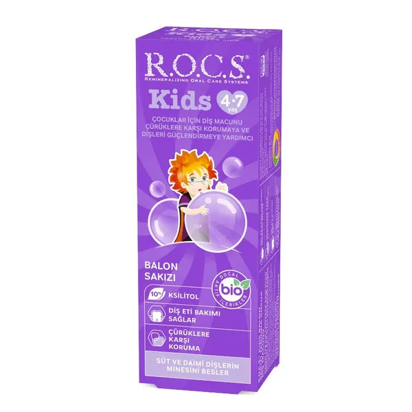 Rocs Kids 4-7 Years Old Bubble Gum Flavored 35 ml Toothpaste 2