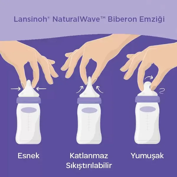 Lansinoh Natural Wave Bottle Nipple - Slow Flow 3