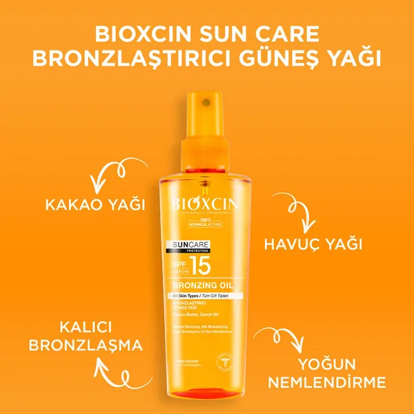 Bioxcin Sun Care Tanning Oil for All Skin Types SPF 15 200 ml 3