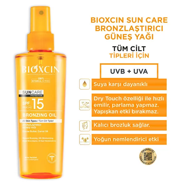 Bioxcin Sun Care Tanning Oil for All Skin Types SPF 15 200 ml 4