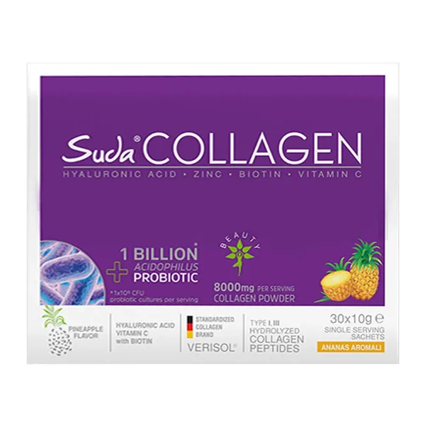 Suda Collagen Dietary Supplement Pineapple Flavored 30 x 10 gr - Powder Sachet