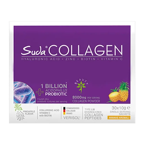 Suda Collagen Dietary Supplement Pineapple Flavored 30 x 10 gr - Powder Sachet 2