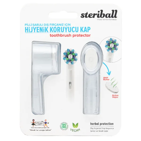 Steriball Hygienic Toothbrush Container for Battery-powered or Rechargeable Toothbrushes - Transparent 4