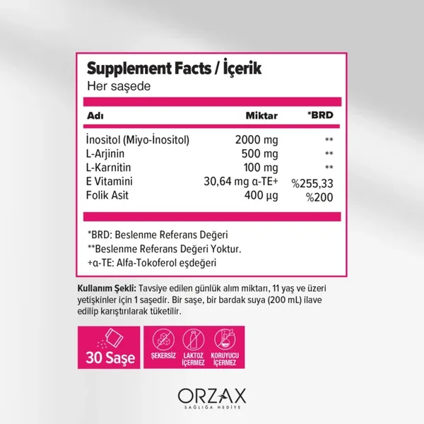 Orzax Ocean Polysitol Dietary Supplement 30 pcs - Folic Acid 400 µg 2
