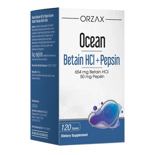 Orzax Ocean Betain HCI+ Pepsin Dietary Supplement 120 Tablets