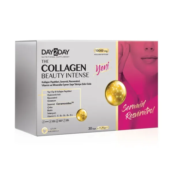 Day2Day The Collagen Beauty Intense 30 Sachet x 12 gr (Strawberry Flavored)