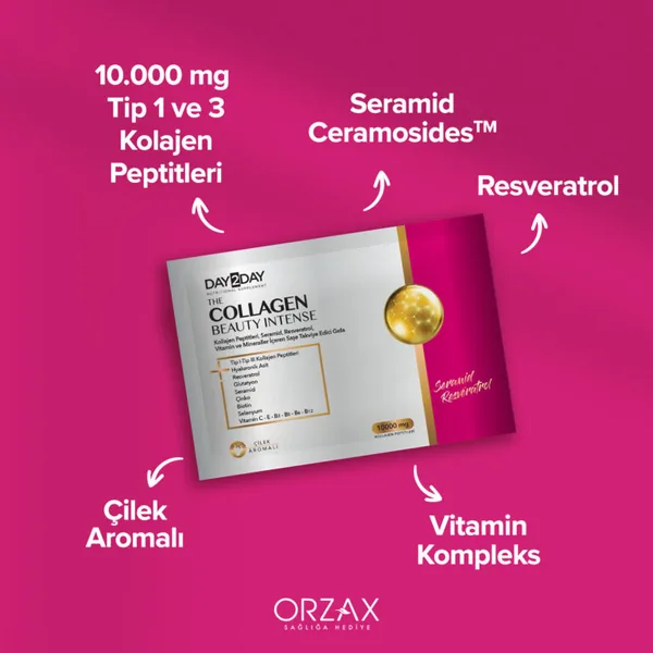 Day2Day The Collagen Beauty Intense 30 Sachet x 12 gr (Strawberry Flavored) 3