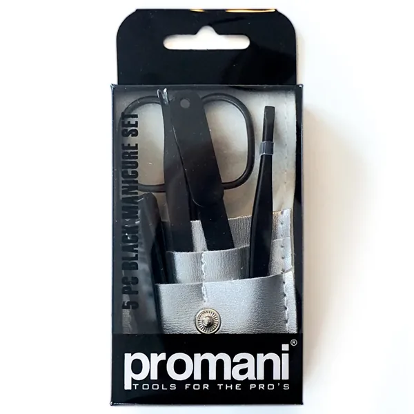 Promani 5-teiliges schwarzes Maniküre-Set für perfekte Nagelpflege 2