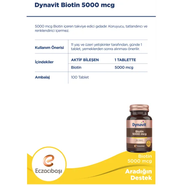 Dynavit Biotin 5000 mcg - Unterstützung für gesundes Haar, Haut und Nägel 4