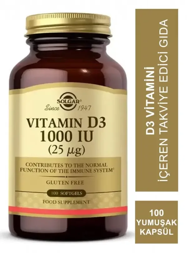 Solgar Vitamin D3 1000 IU (25 µg) 100 Soft Gelatin Capsules 2