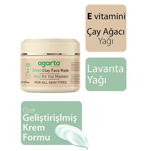 Agarta Natural Green Clay Face Mask 150 ml 2