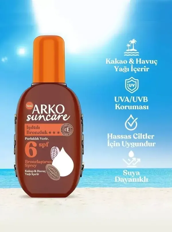 Arko Sun Care Spf 6 Tanning Spray 220 ml 3