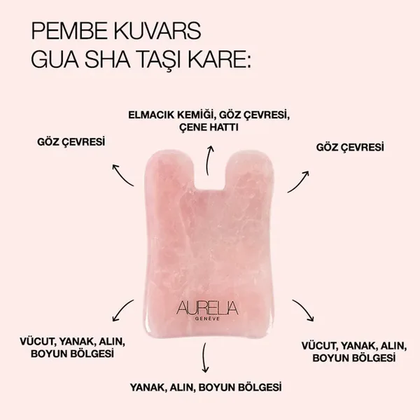 Aurelia Geneve Square-Shaped Gua Sha Stone - Rose Quartz 4