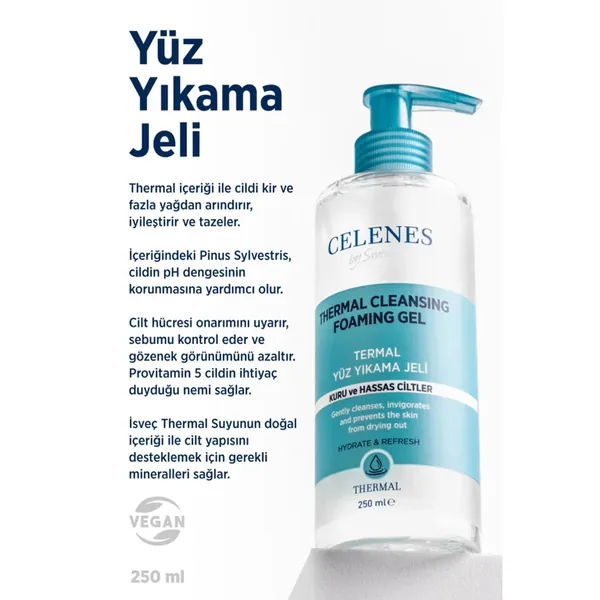 Celenes By Sweden Thermal Face Wash Gel 250 ml - Dry and Sensitive Skin 6
