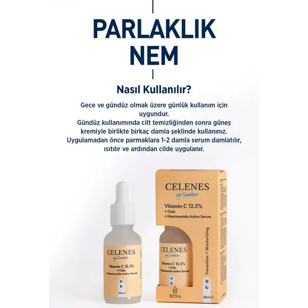 Celenes By Sweden C Vitamin 25 + Oat Milk Niacinamide Active Serum 30 ml 4