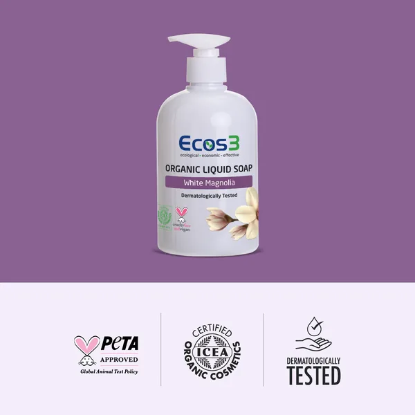 Ecos3 Organic Liquid Soap 500ml - Magnolia Scented 3