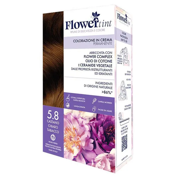 Flowertint Cream Coloration Hair Dye Kit 5.8 Light Brown Tobacco